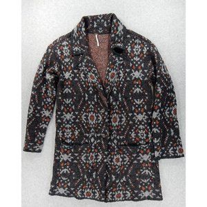 Free People Black and Gray Patterned Cardigan